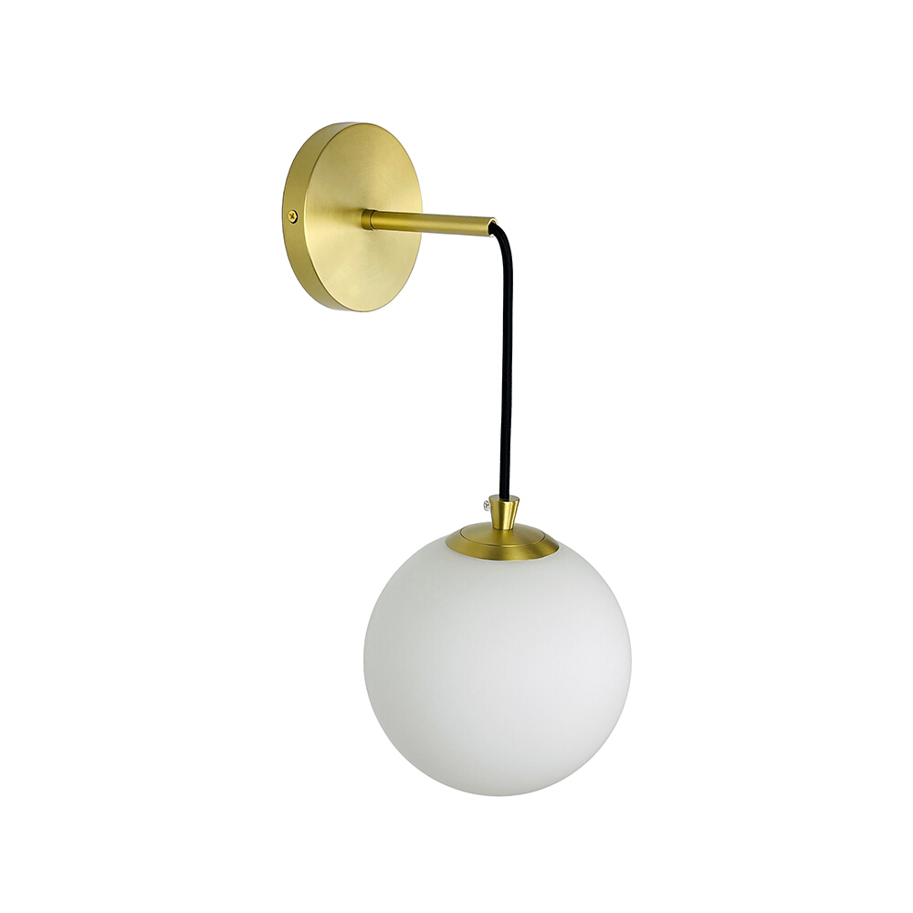 Vilma White Globe Brass Wall Sconce