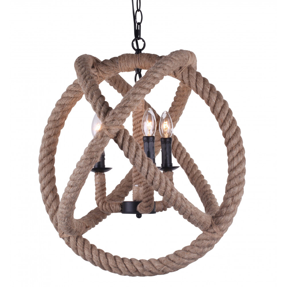 Quad Light Globular Openwork Rope Pendant