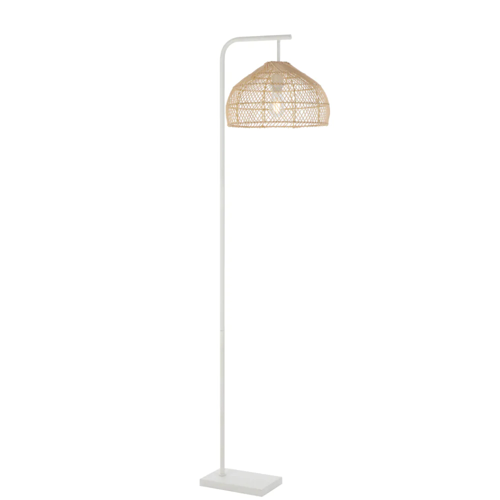 Freya Natural Rattan Dome Floor Lamp