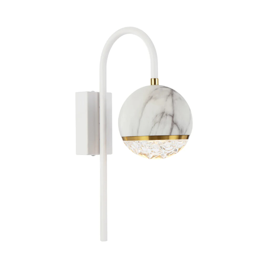 Odette White Marble Modern Armed Wall Light