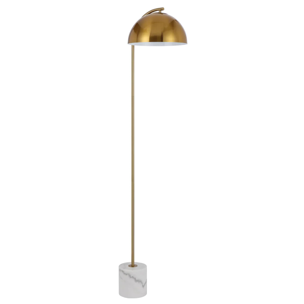 Ortega White Antique Gold Dome Floor Lamp