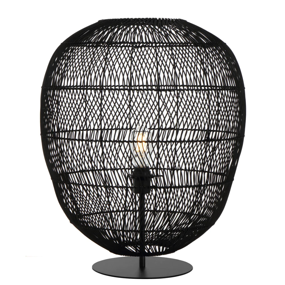 Renalyn Black Rattan Egg Table Lamp