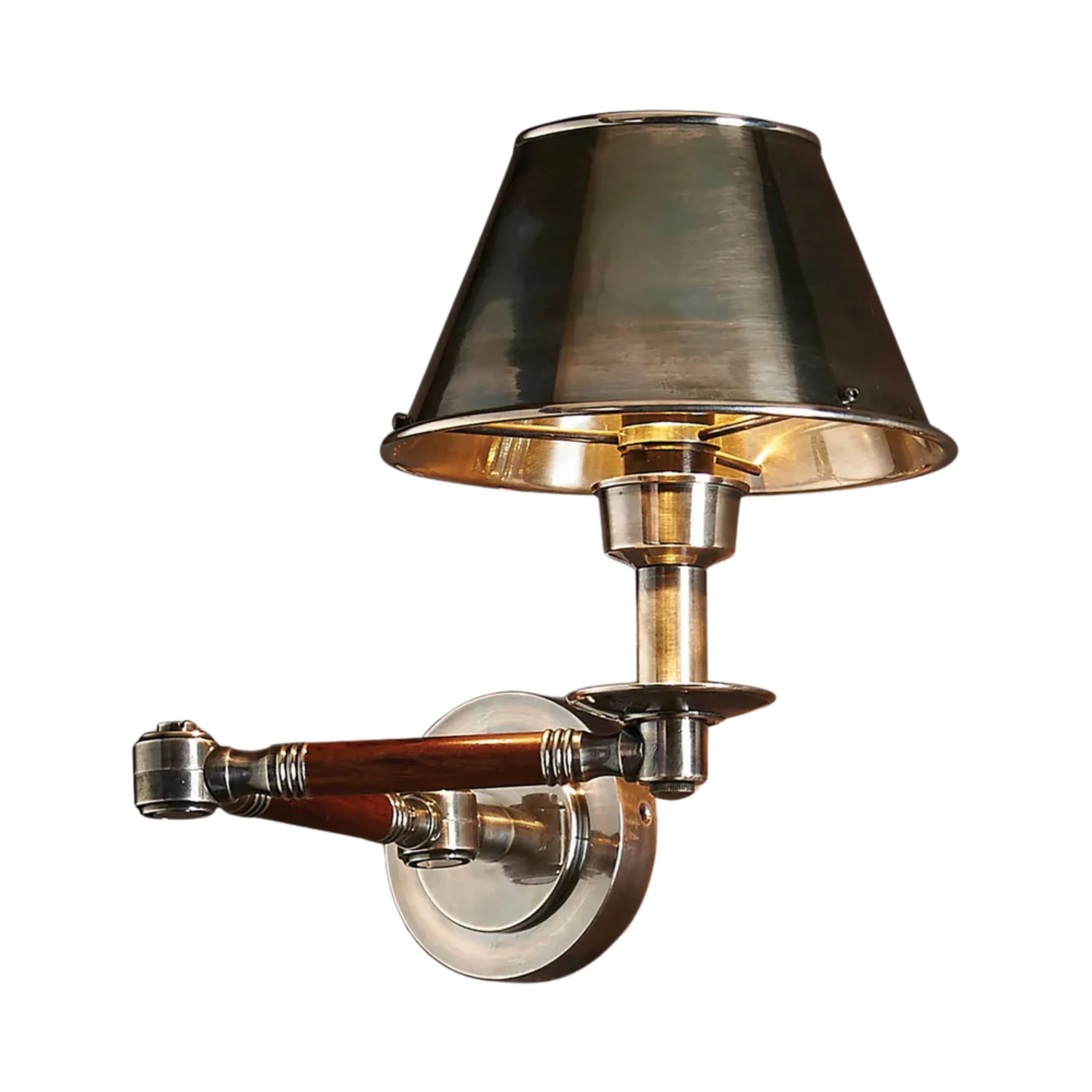 Benton Swing Arm Antique Silver Wall Light