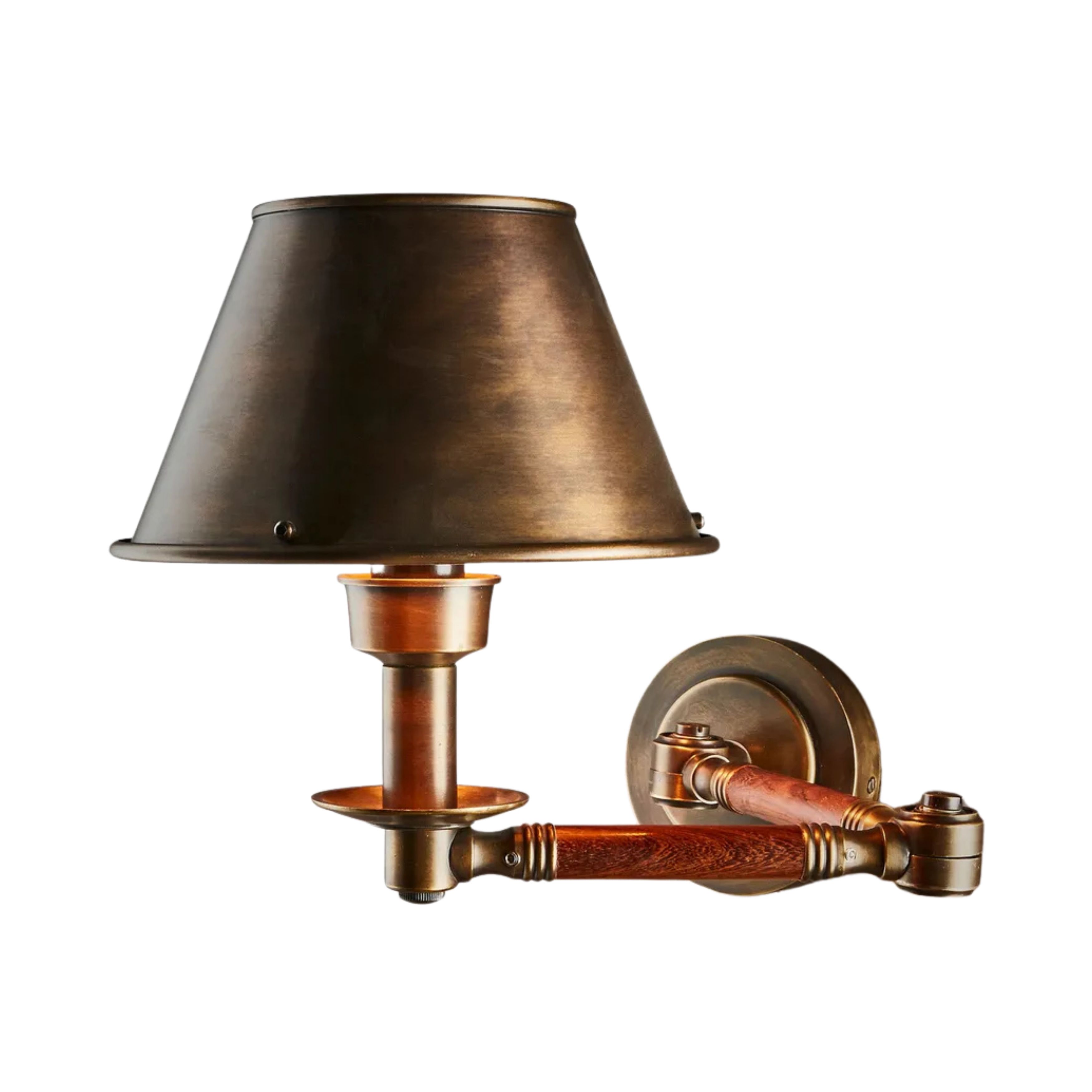 Benton Swing Arm Antique Brass Wall Light