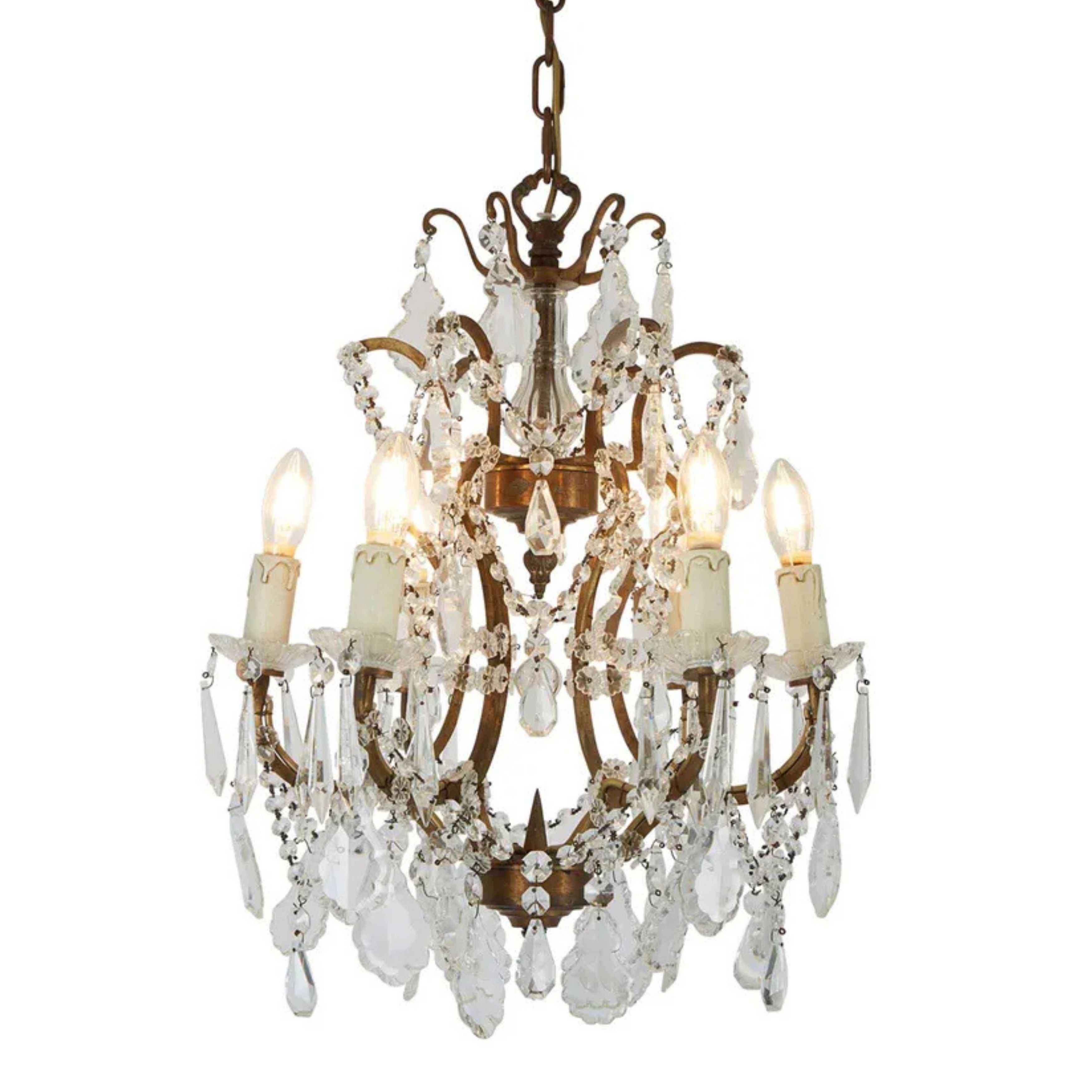 Caramel Brass Crystal Candle Chandelier