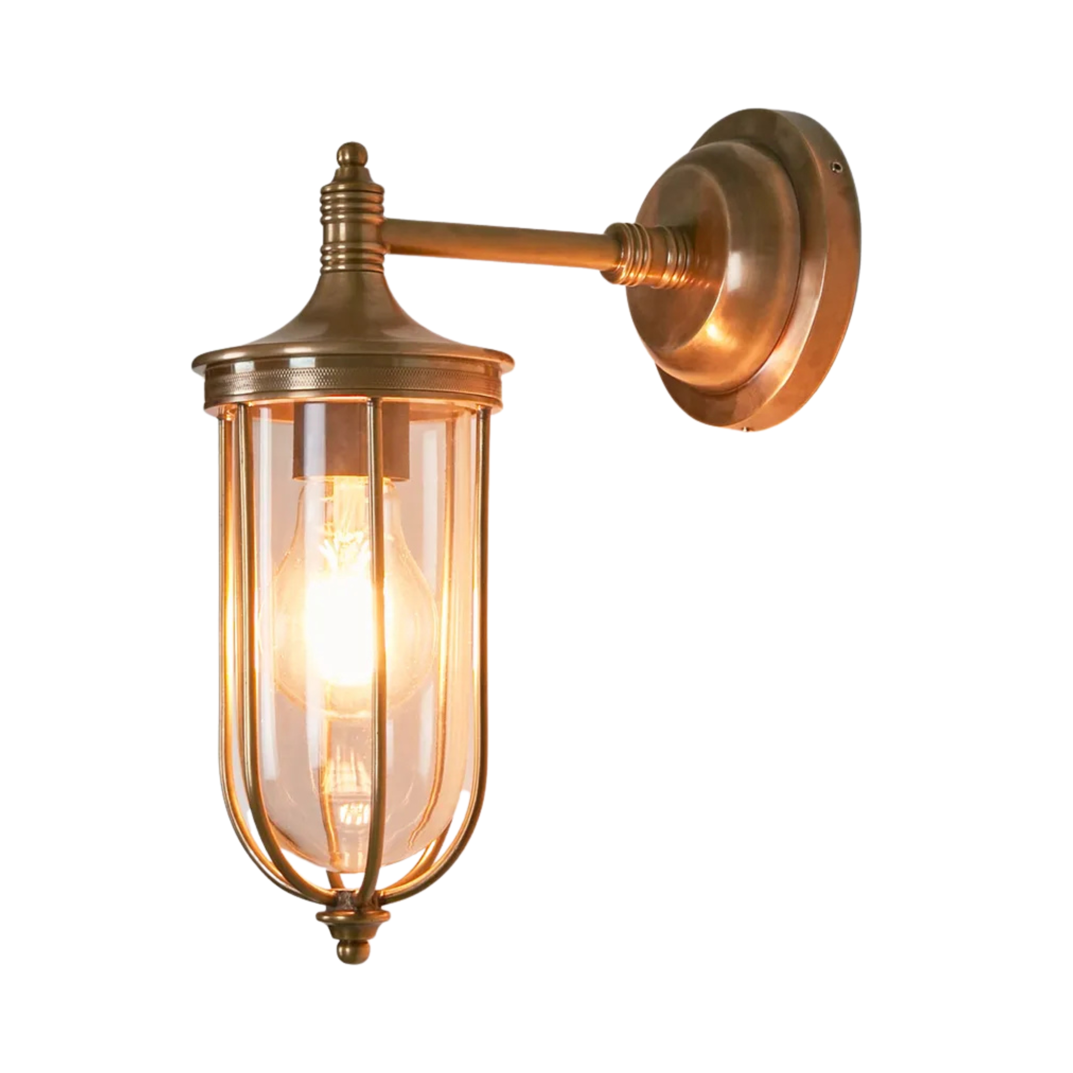 Newcastle Antique Brass Industrial Outdoor Wall Lamp