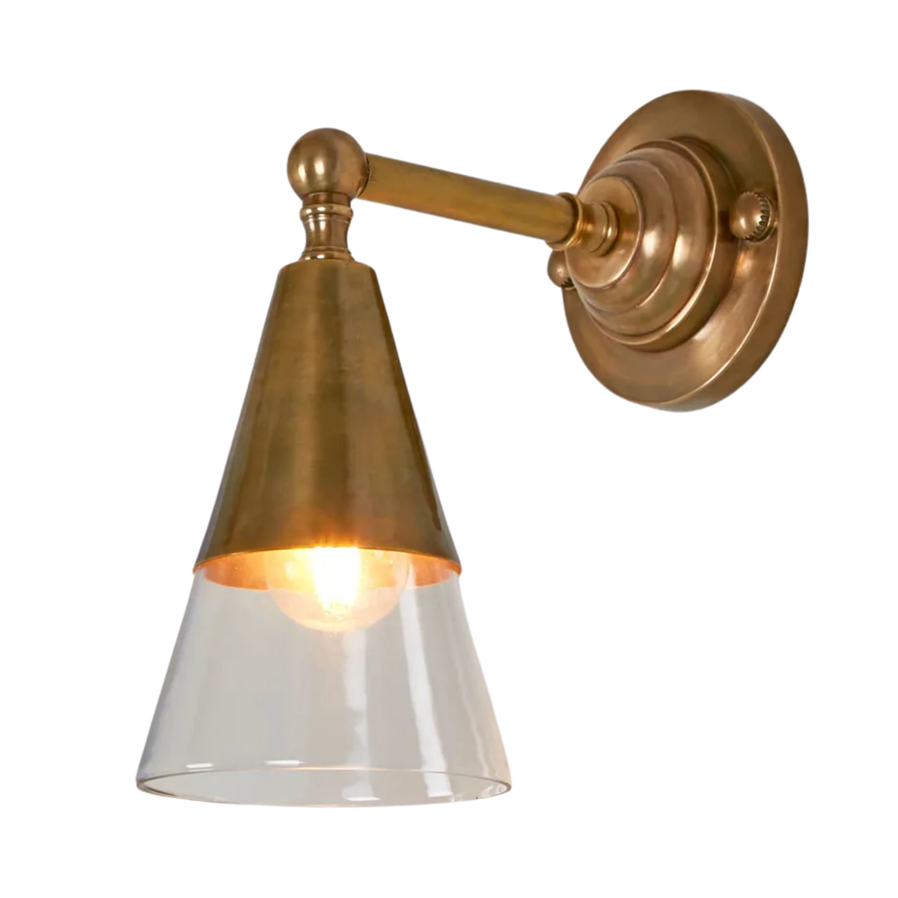 Orleans Antique Brass Cone Shade Wall Lamp