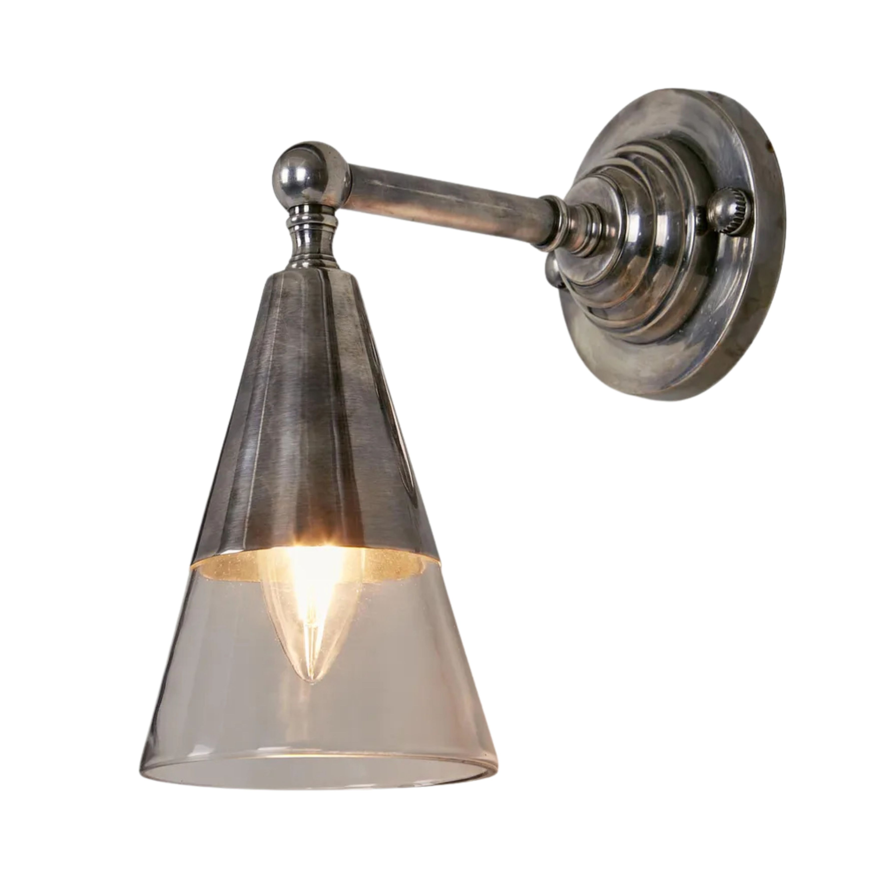 Orleans Antique Silver Cone Shade Wall Lamp