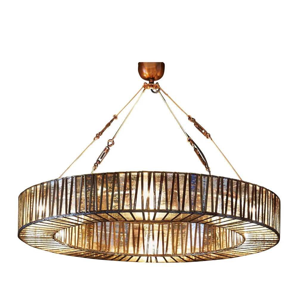 Shelly Large Brass Glass Ring Chandelier