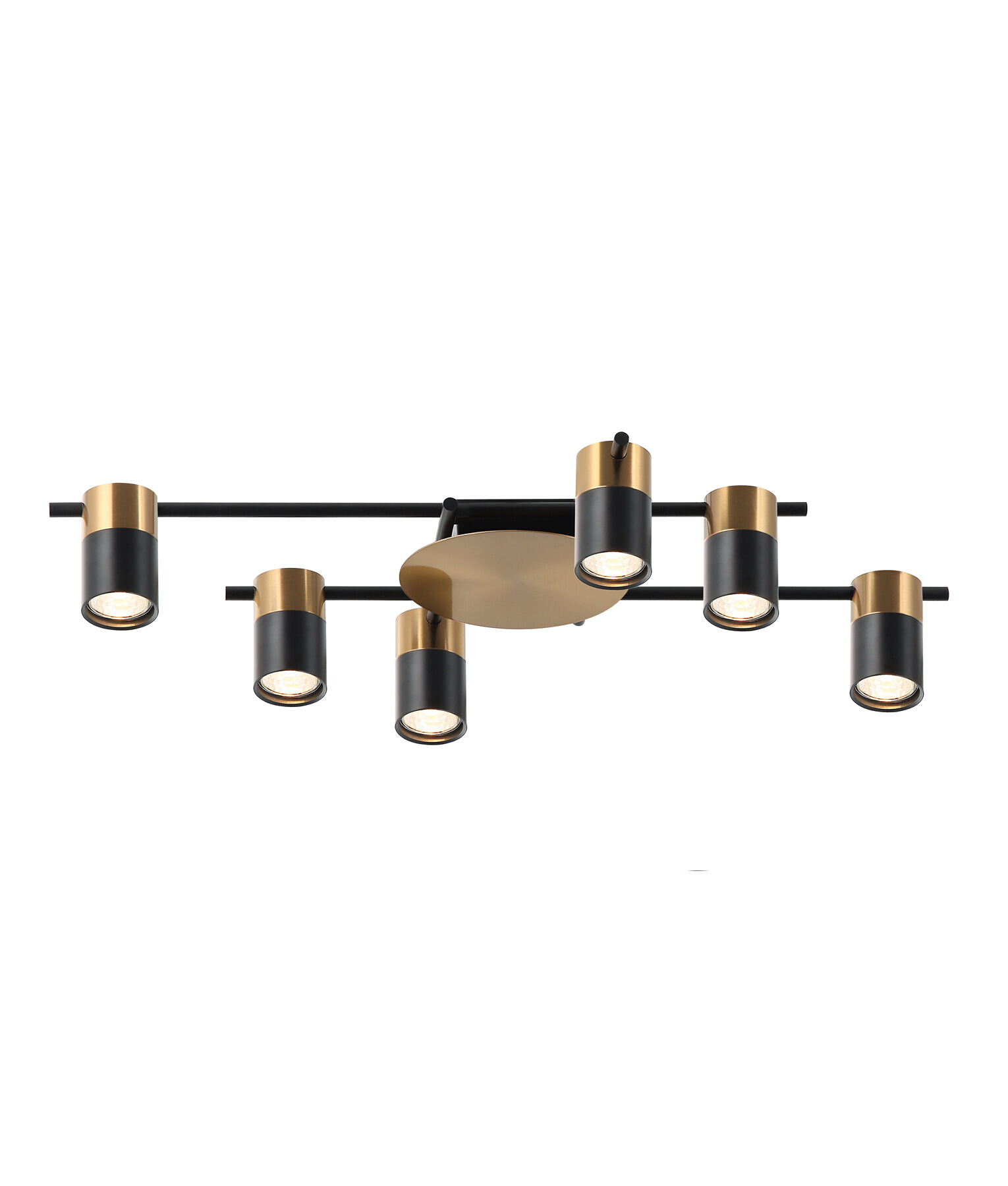 Stacy Adjustable 6 Light Brass and Black Ceiling Light