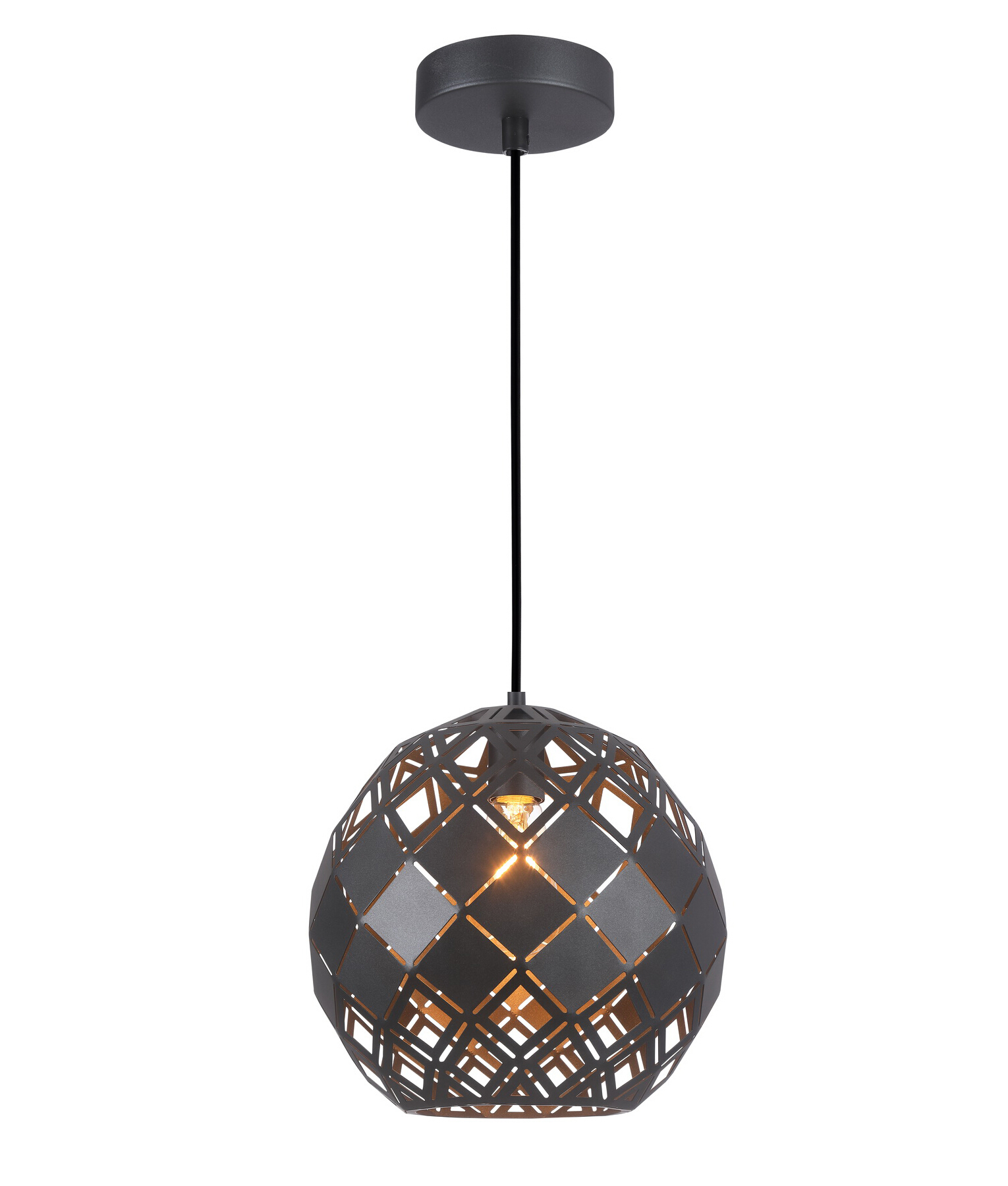 Therese Matt Black Tile Round Pendant Light