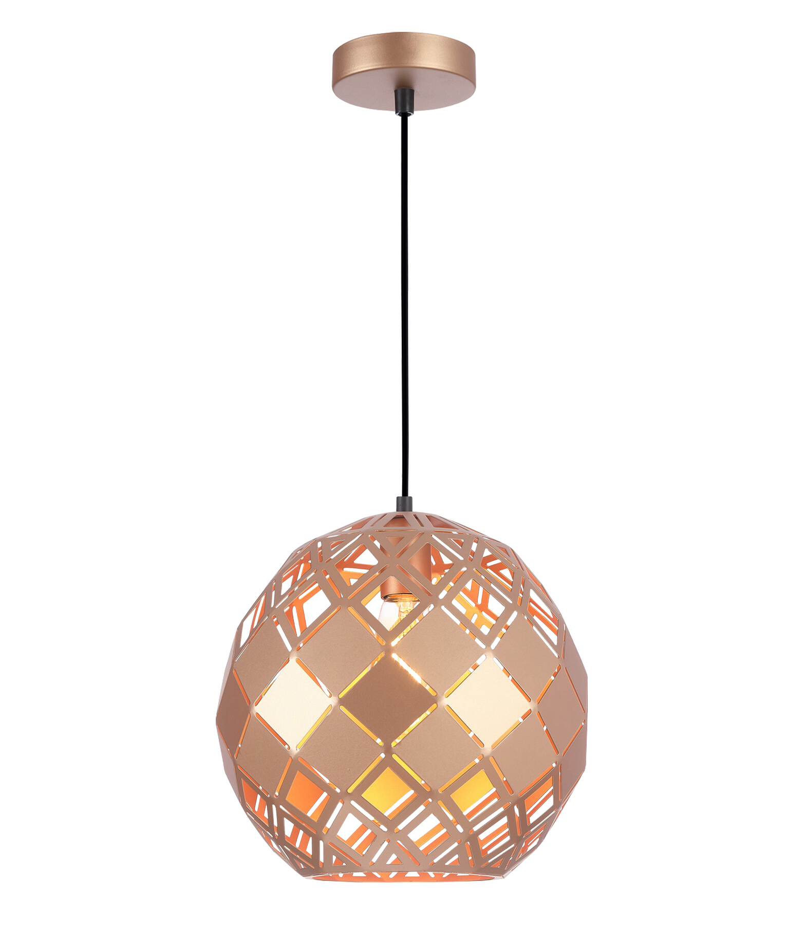 Therese Champagne Gold Tile Round Pendant Light