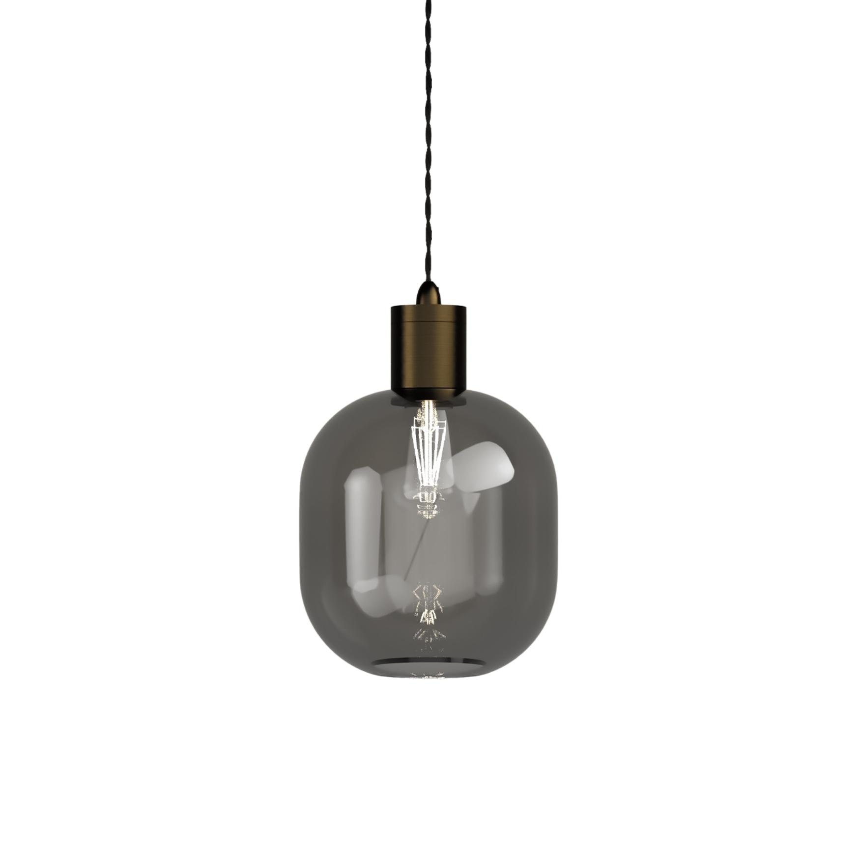 Parlour Iron Curve Smoke Glass Pendant