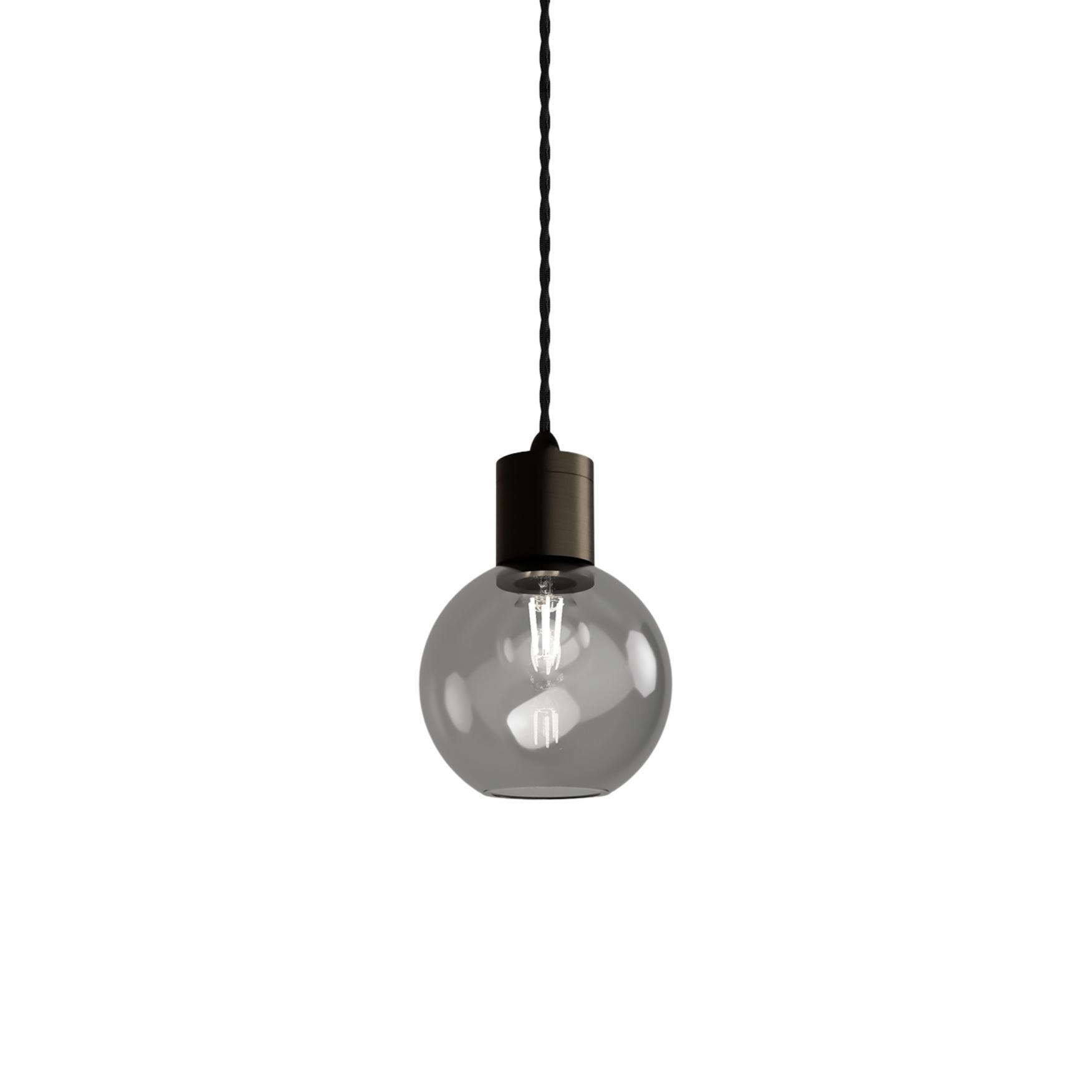 Parlour Iron Sphere Smoke Glass Pendant Light