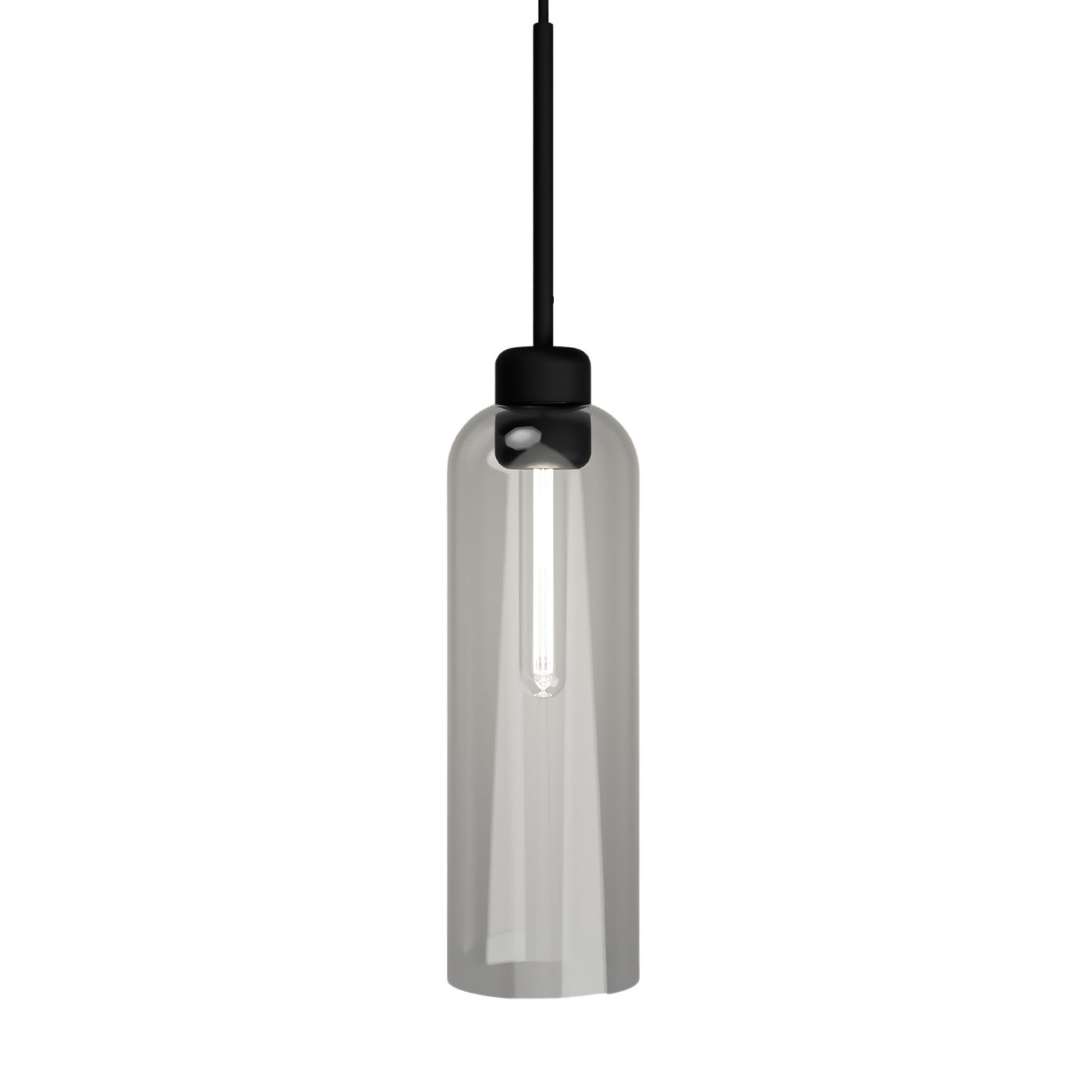 Parlour Lite Black Elong Clear Glass Pendant Light