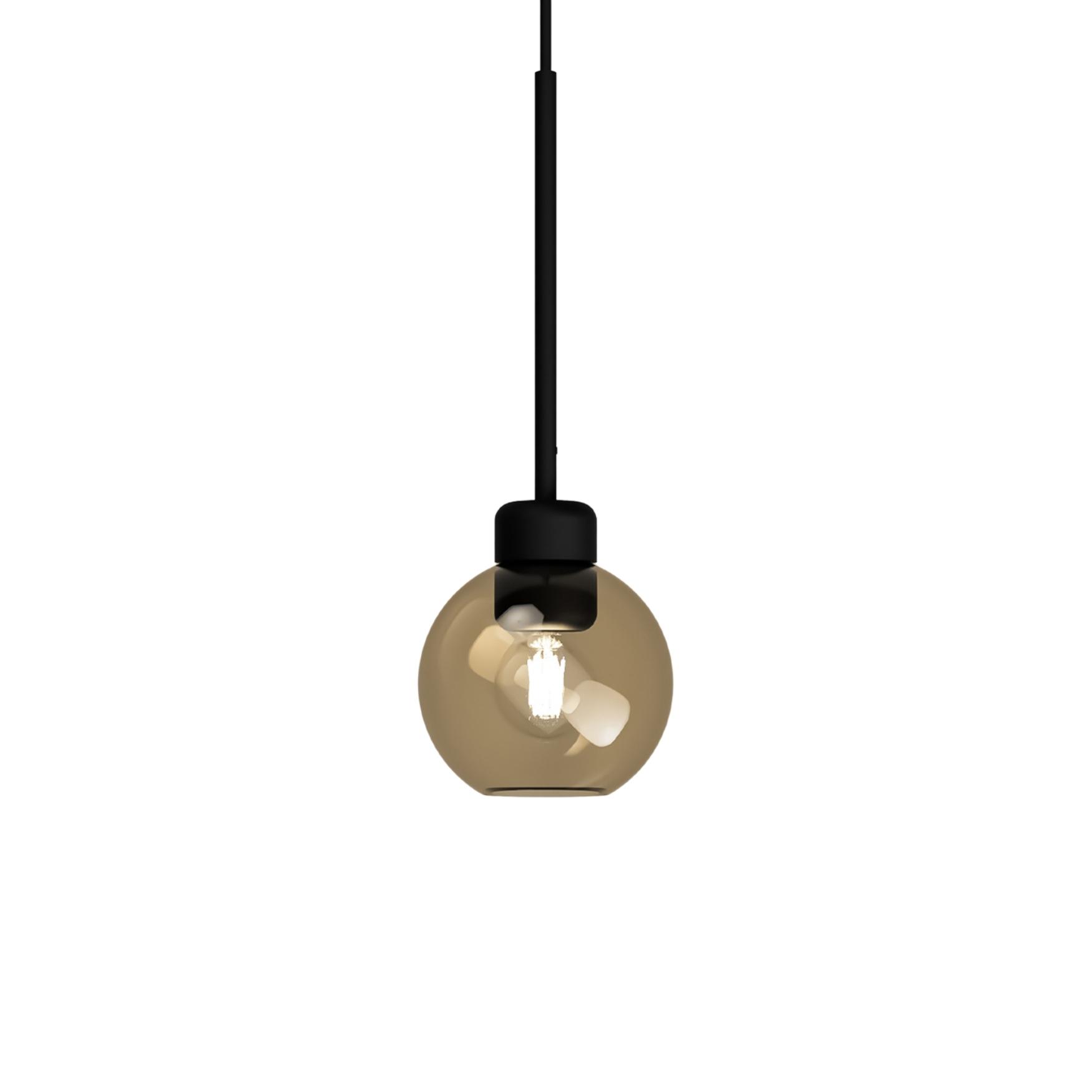 Parlour Lite Black Sphere Amber Glass Pendant Light