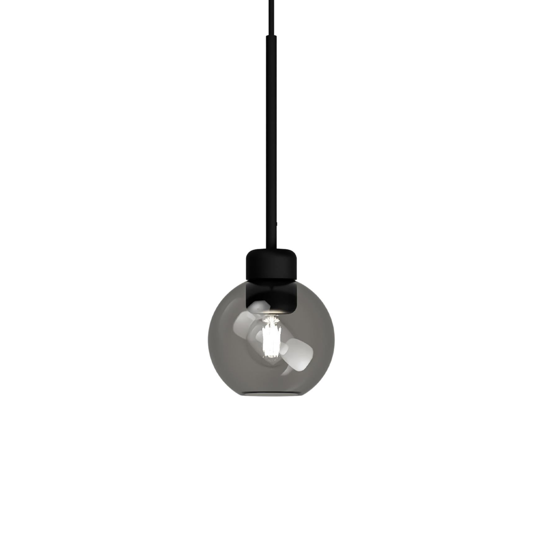Parlour Lite Black Sphere Smoke Glass Pendant Light