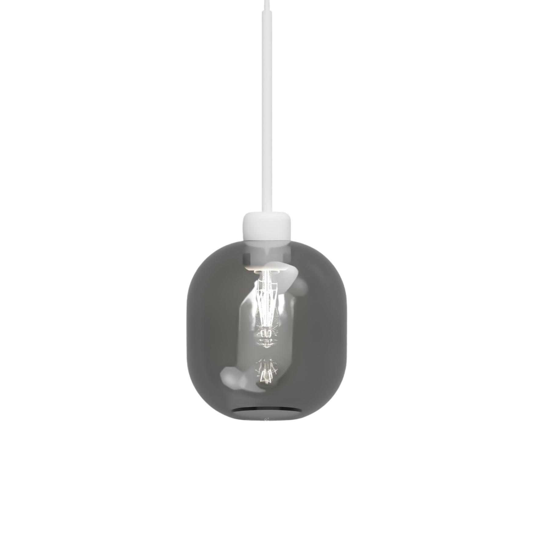Parlour Lite Textured White Curve Smoke Glass Pendant