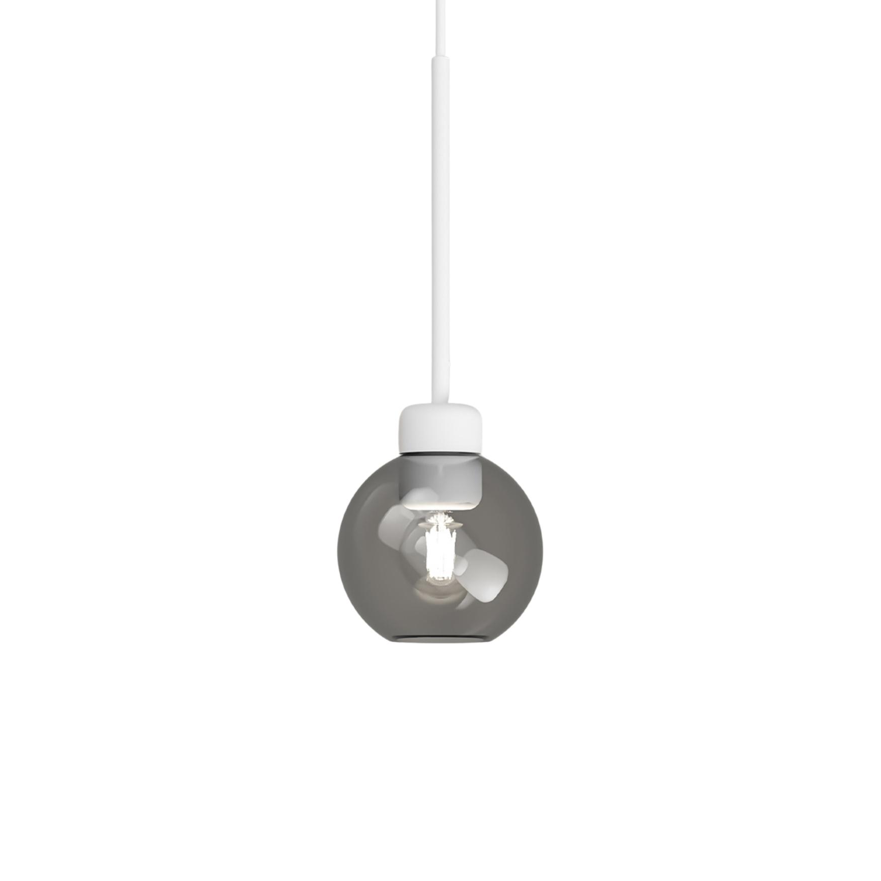 Parlour Lite White Sphere Smoke Glass Pendant Light