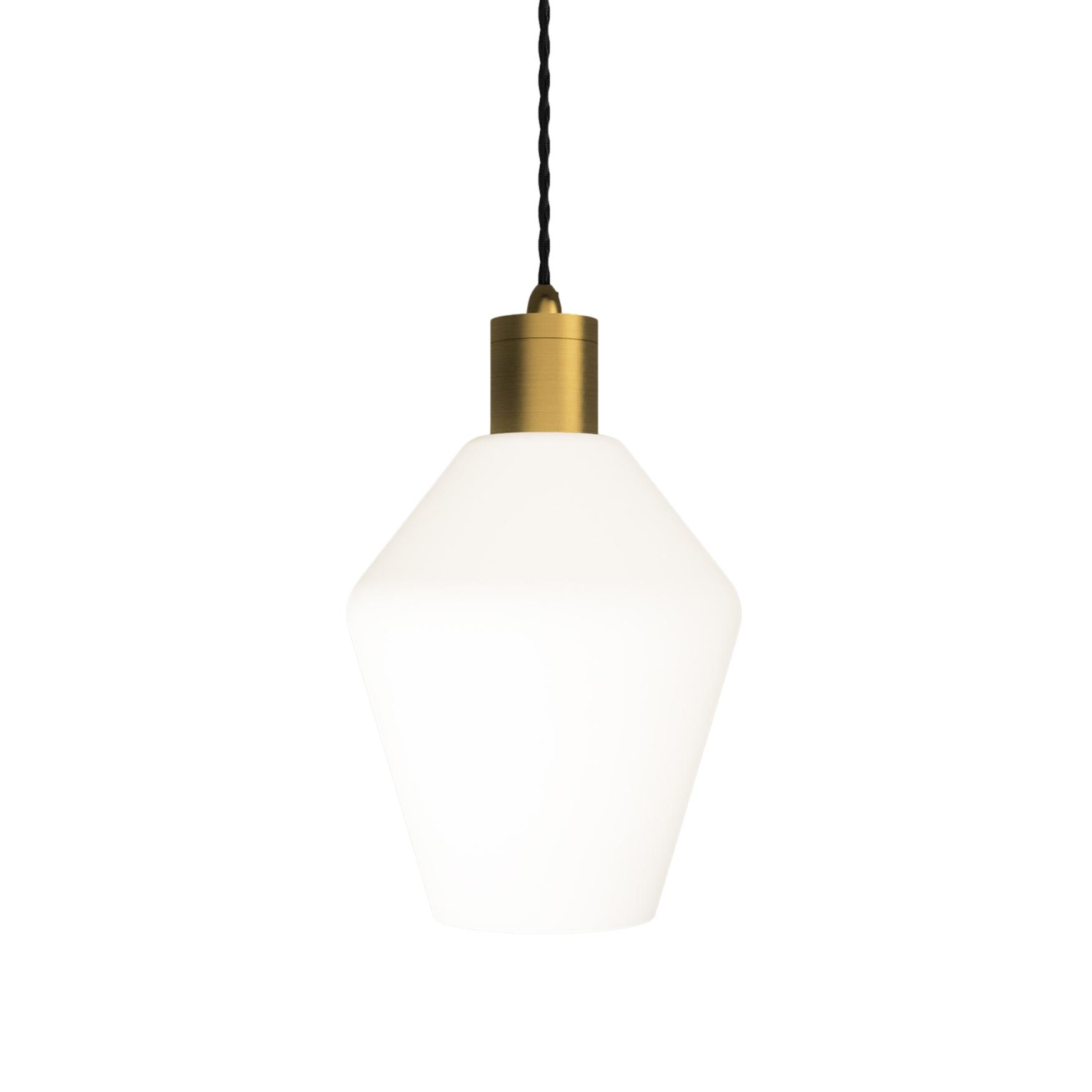 Parlour Old Brass Geo White Glass Pendant Light