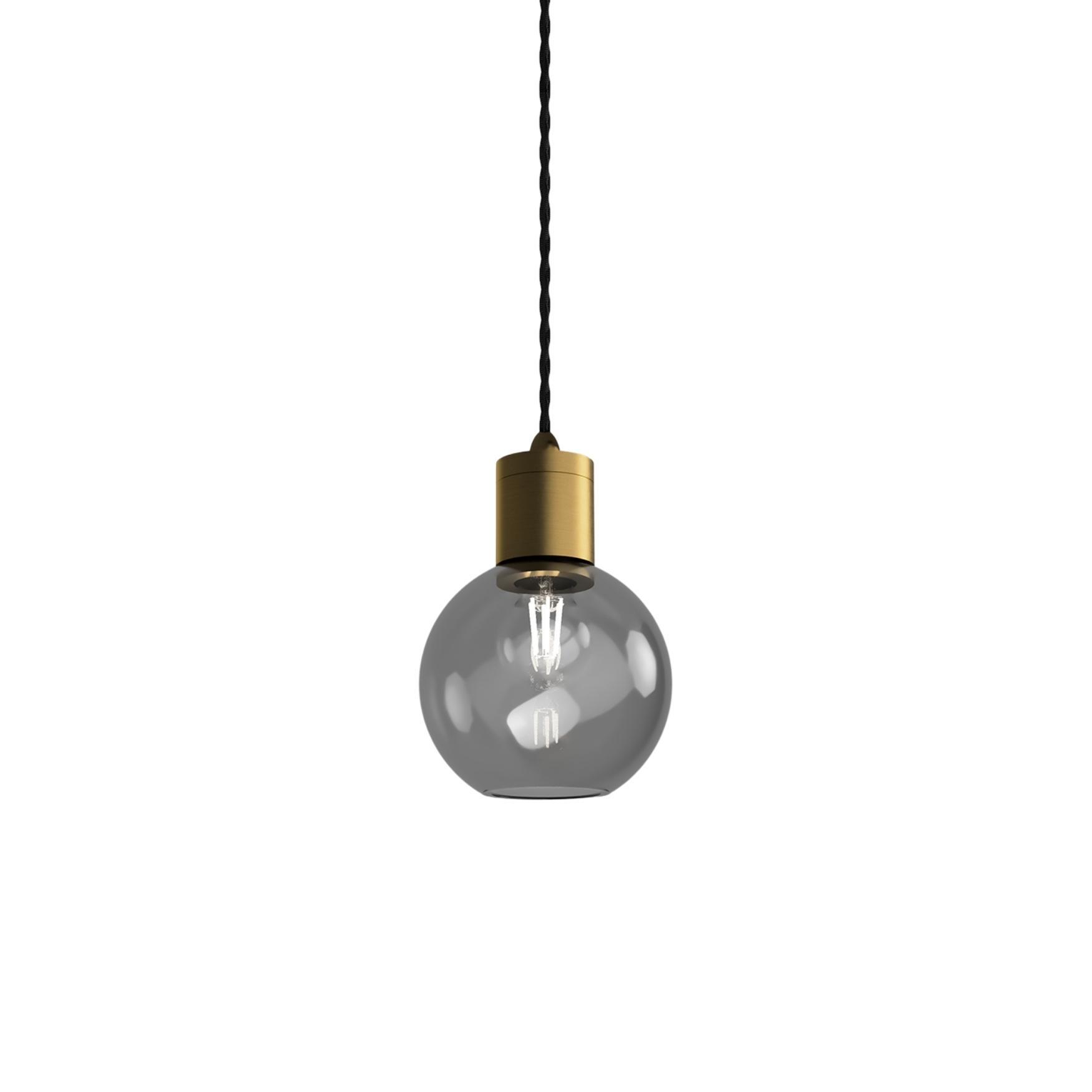 Parlour Old Brass Sphere Smoke Glass Pendant Light