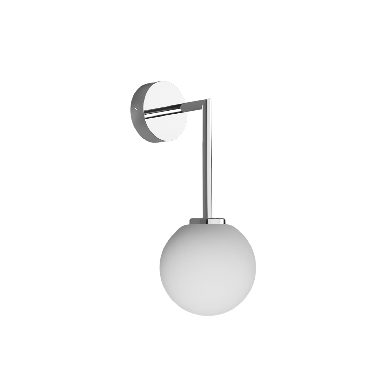 Orb Chrome Long Arm Round Glass Wall Light