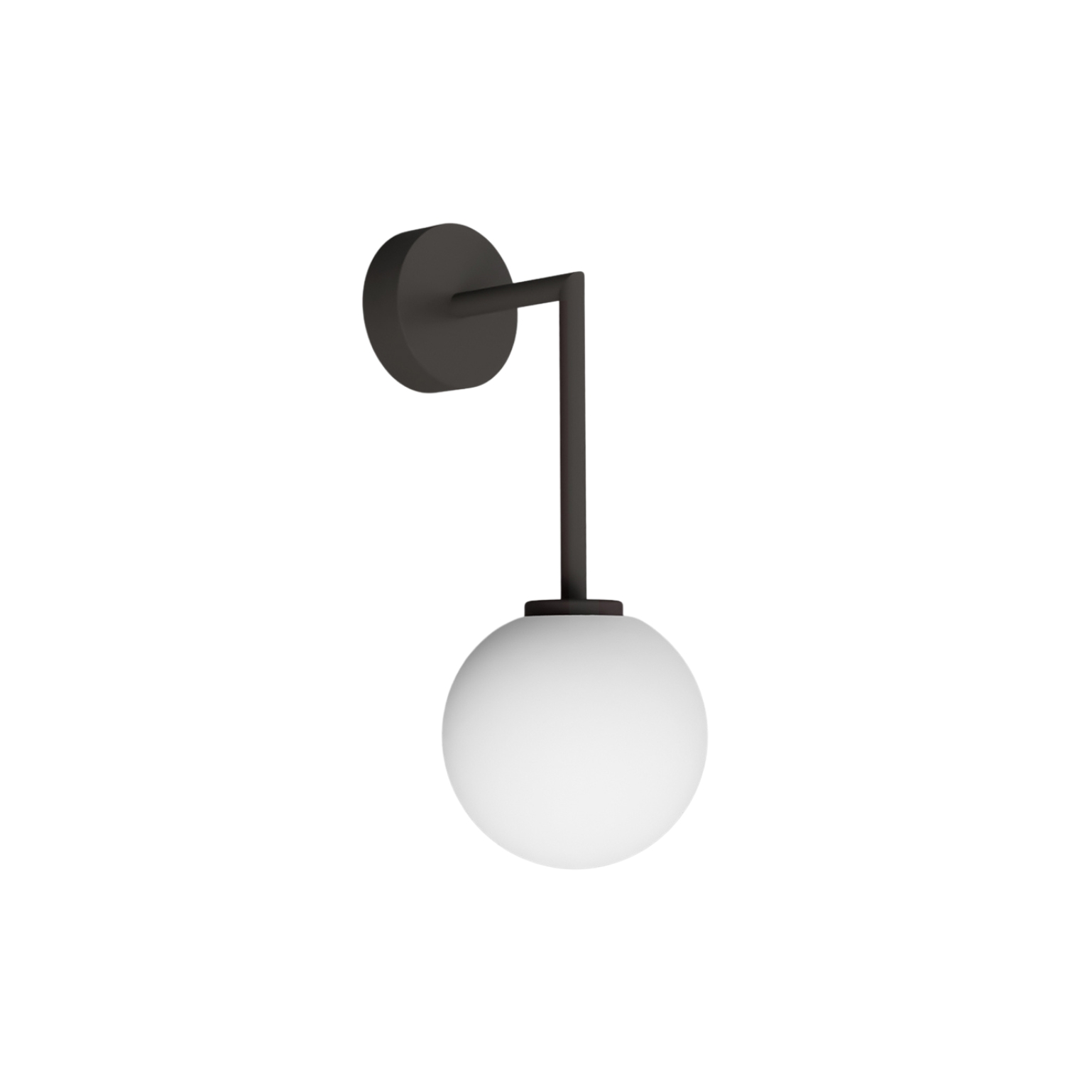 Orb Dark Bronze Long Arm Round Glass Wall Light
