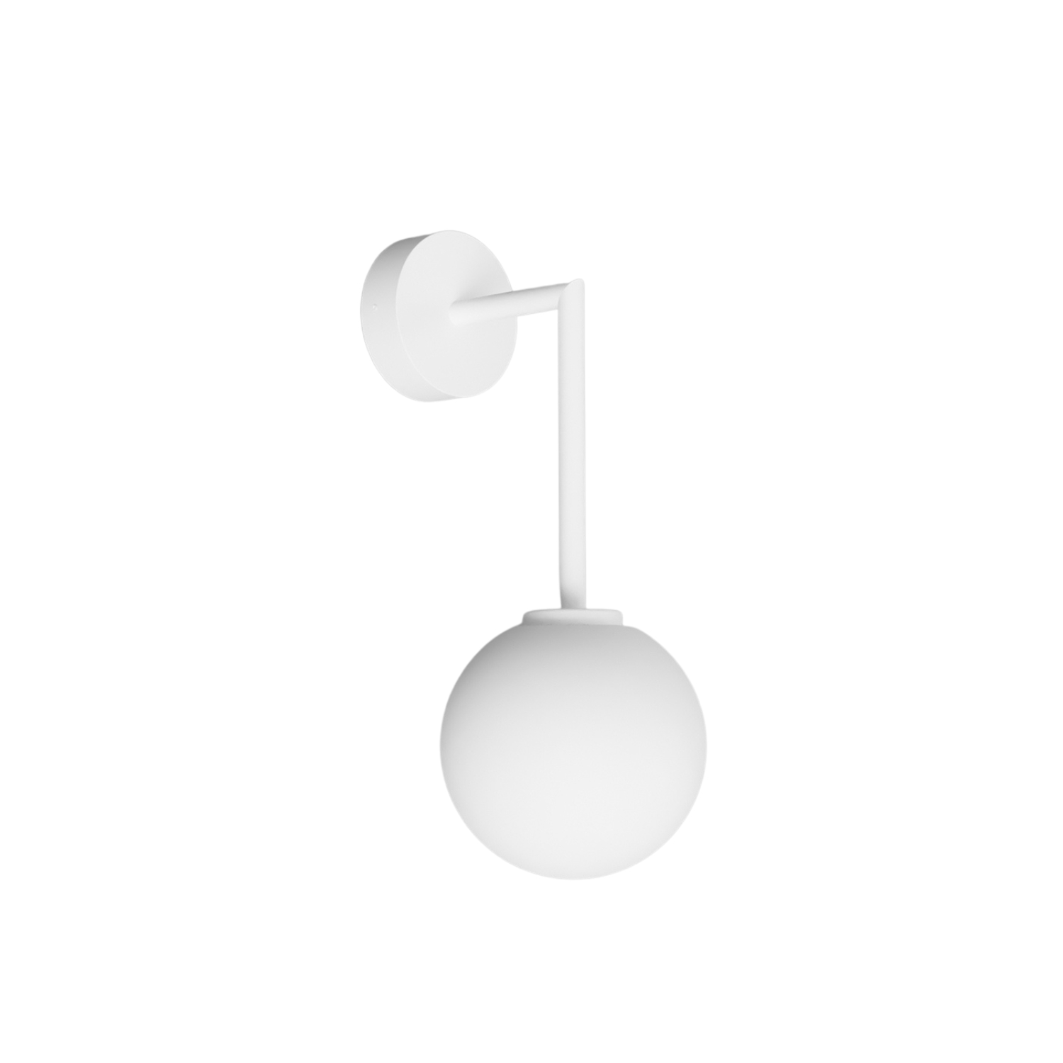 Orb White Long Arm Round Glass Wall Light
