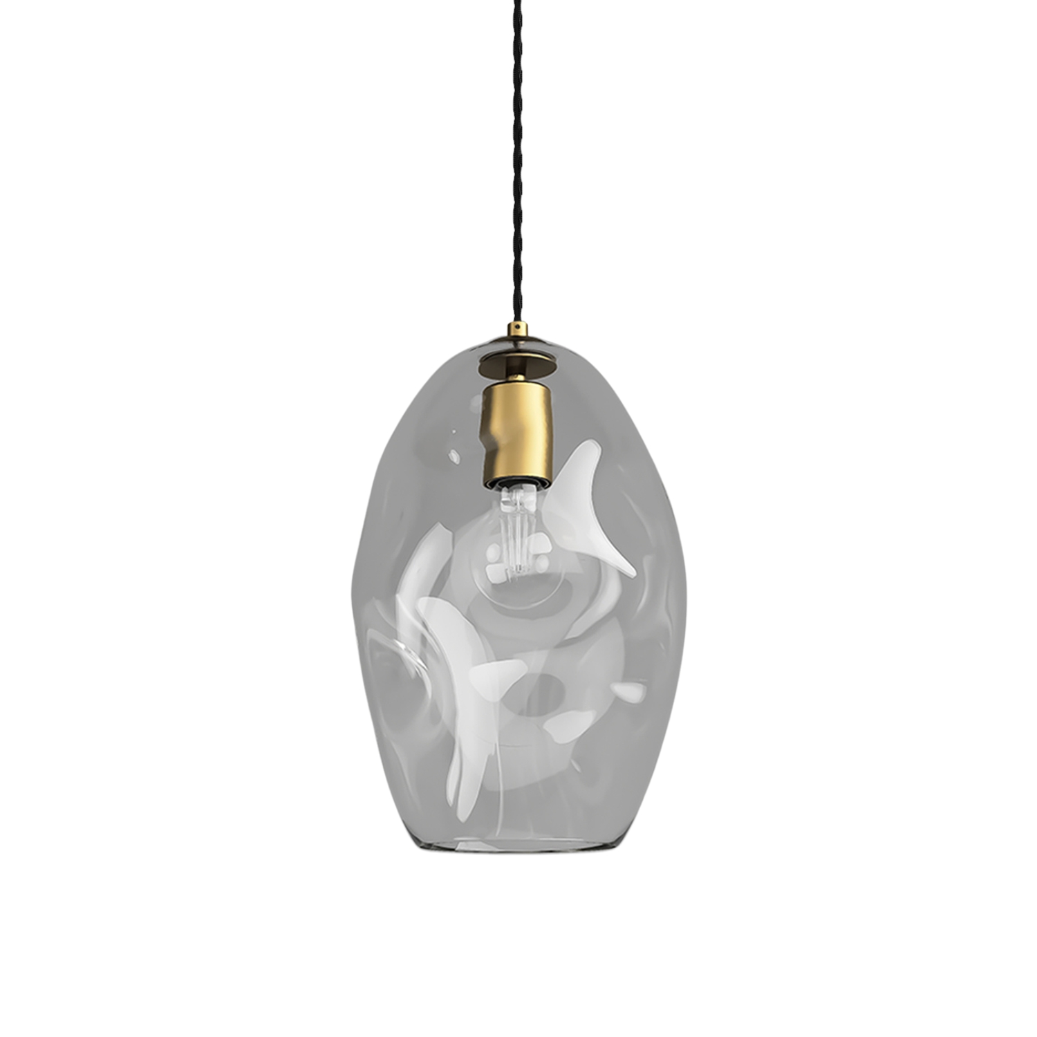Organic Brass Mouth Blown Glass Pendant