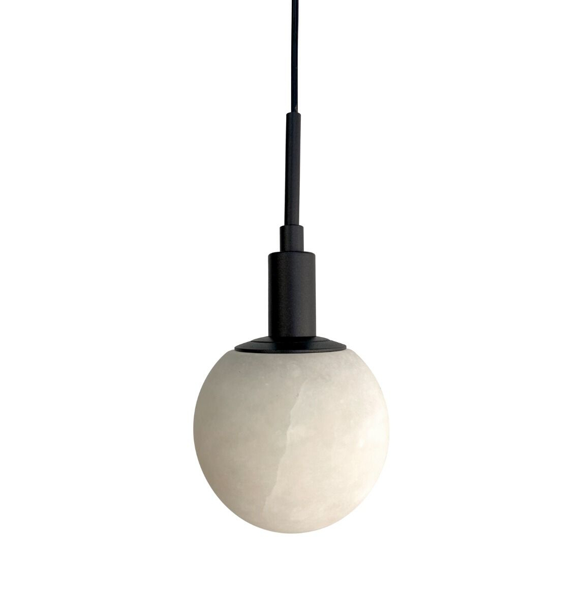 Pauline Black Round Marble Pendant