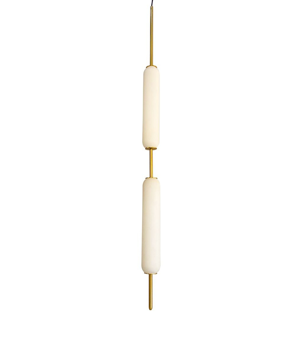 Soho Gold with White Glass Twin Light Pendant