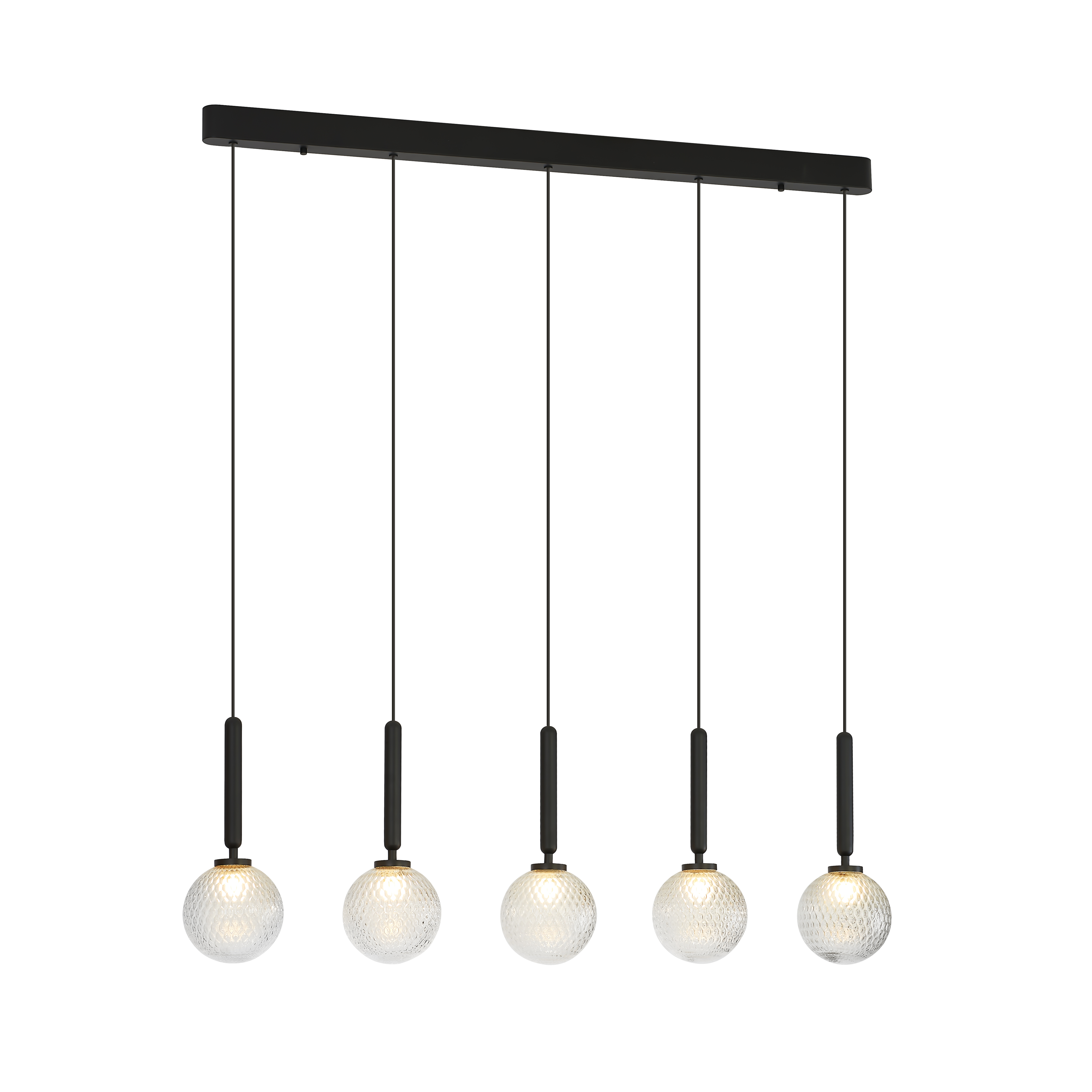 Lyrica Black 5 Light Textured Glass Bar Pendant