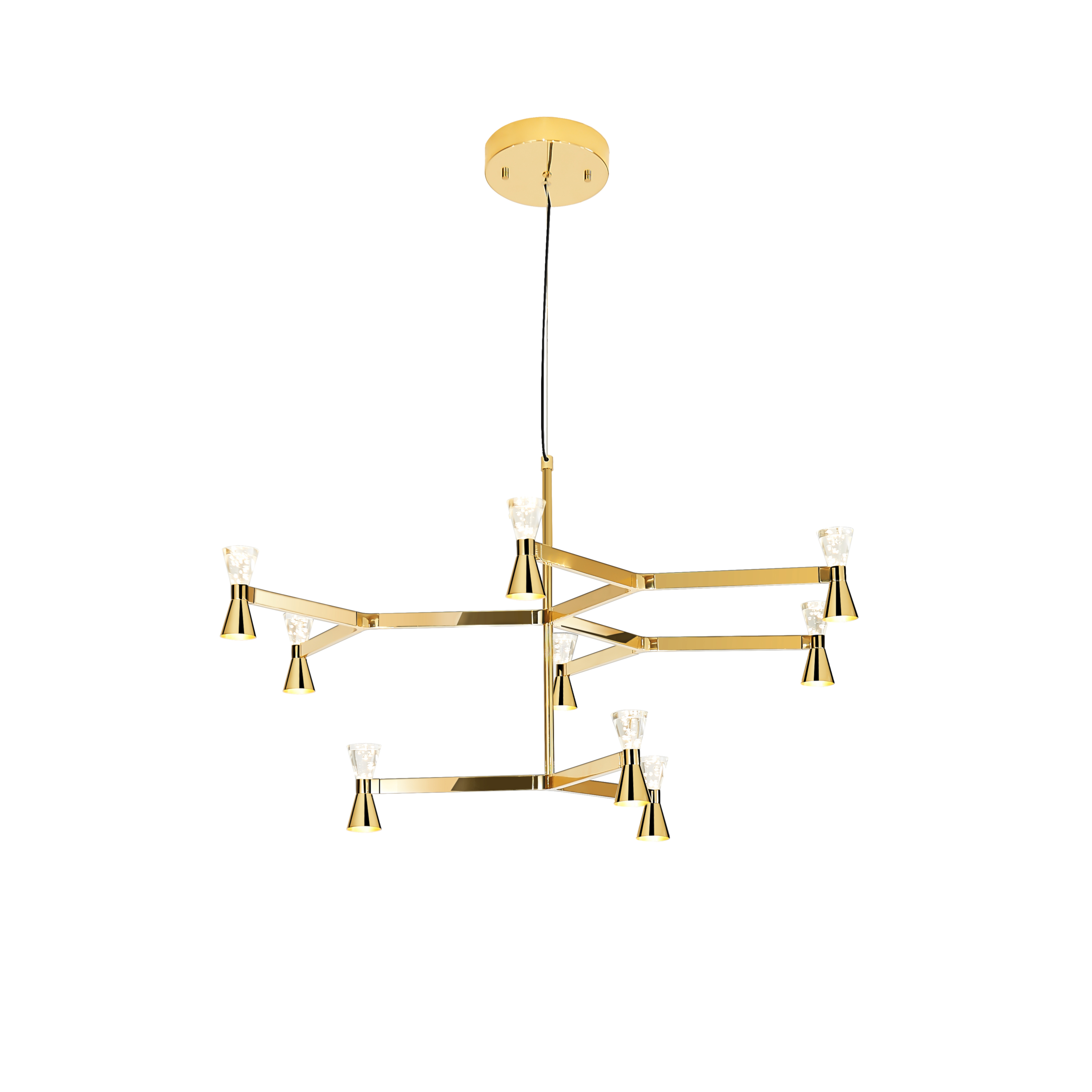 Trizo 9 Light Brass Chandelier
