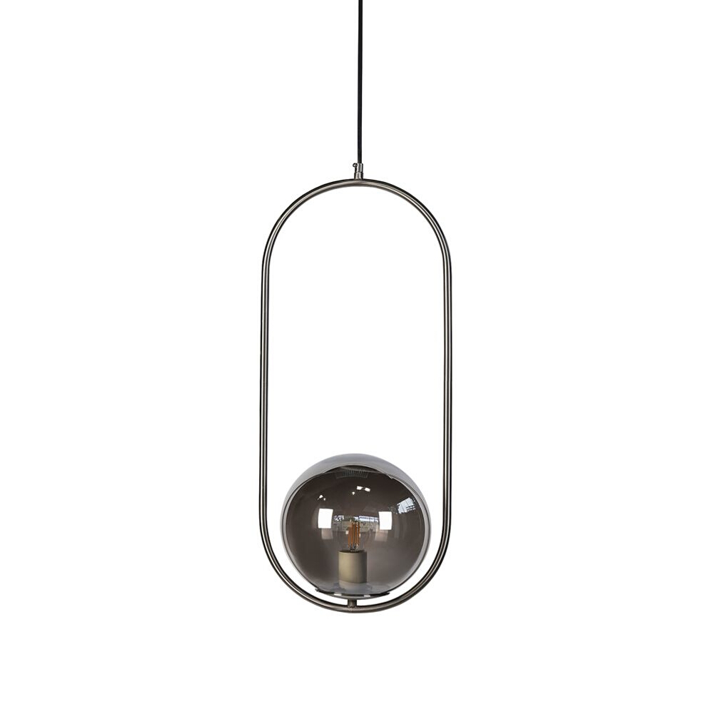 Lucy Oval Nickel and Smoke Pendant Light