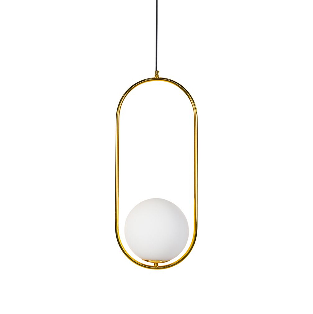 Lucy Oval Gold and Opal White Pendant Light
