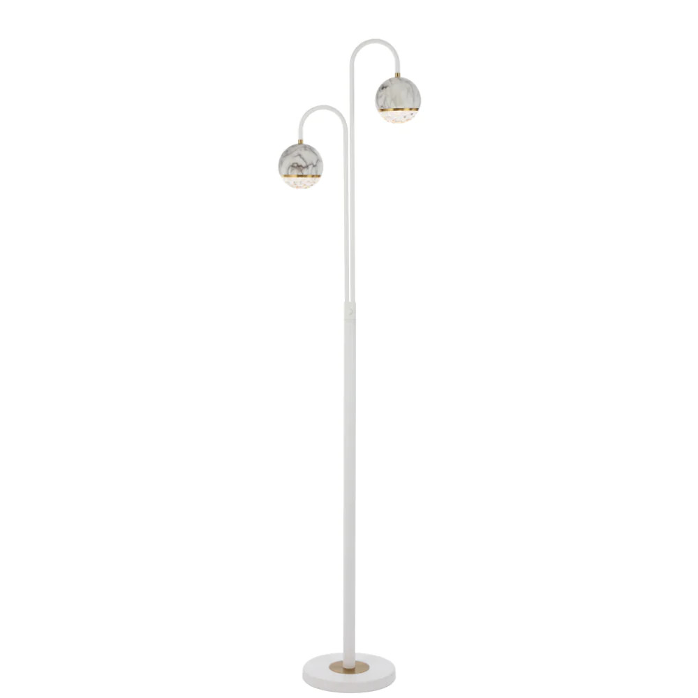 Odette Twin Light White Marble Modern Floor Lamp