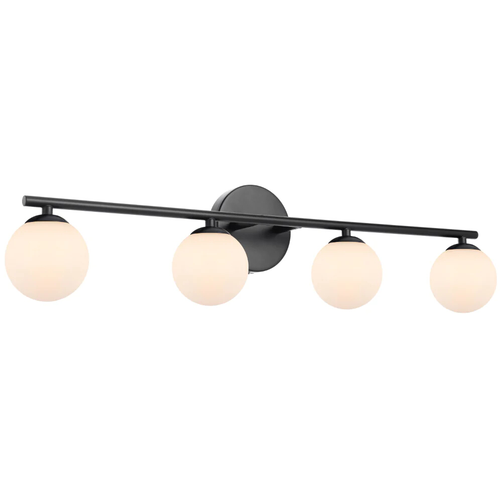 Morgan 4 Light Black Opal Glass Wall Light