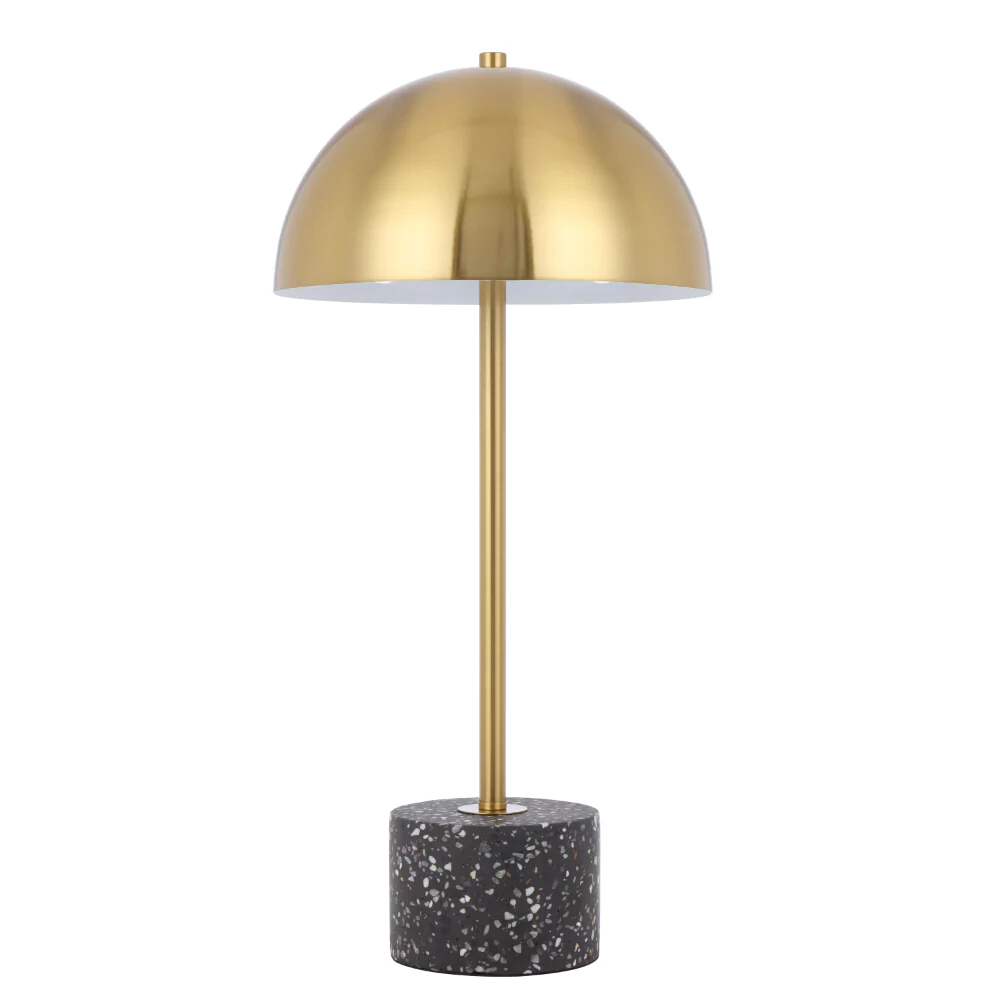 Durban Black Terrazzo and Gold Dome Table Lamp