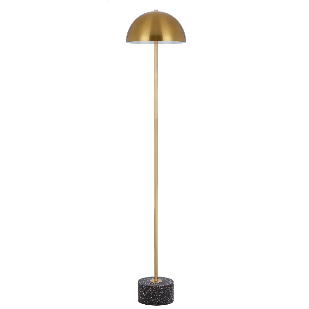 Durban Black Terrazzo and Gold Dome Floor Lamp