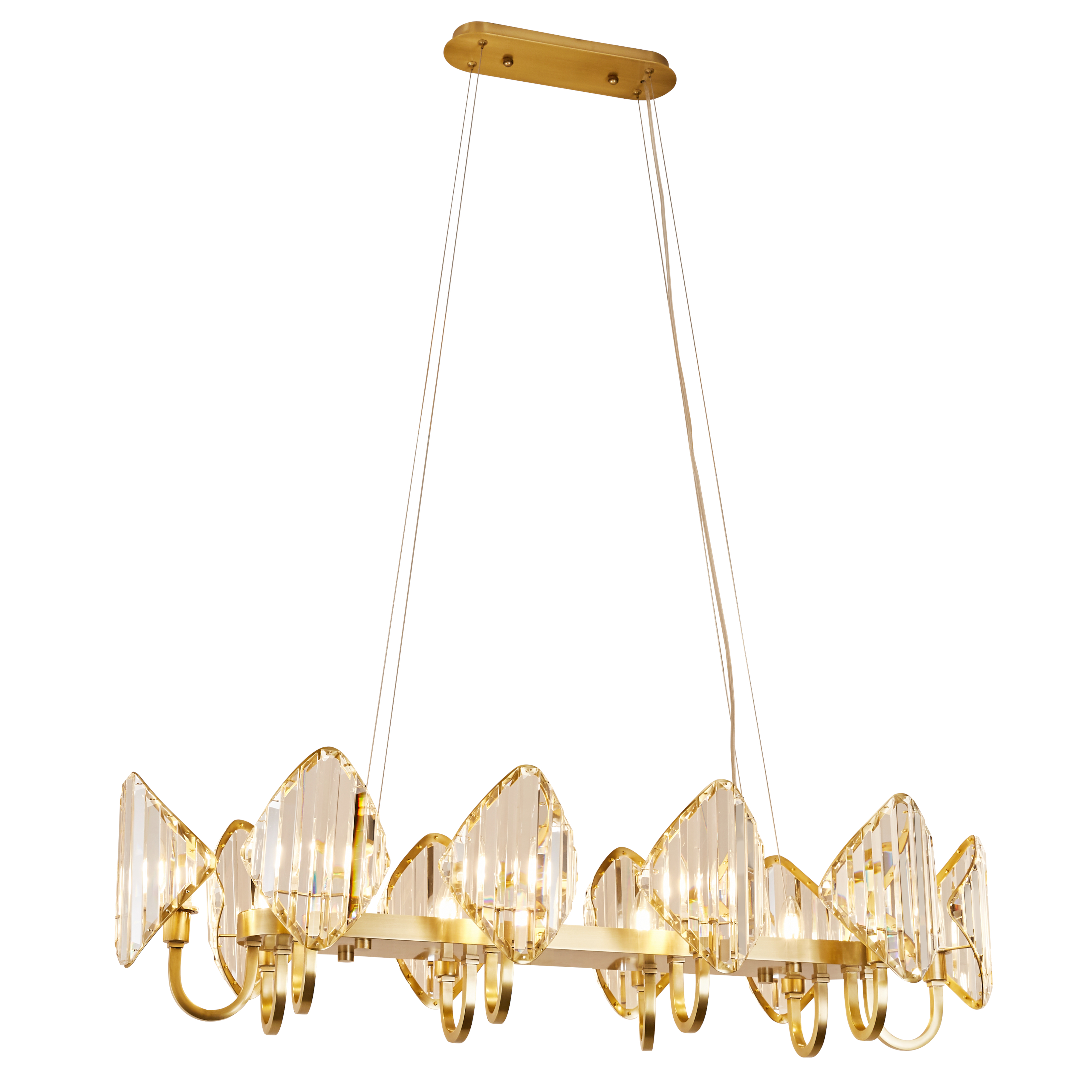 Rotterdam Brass Linear Frame Crystal Chandelier
