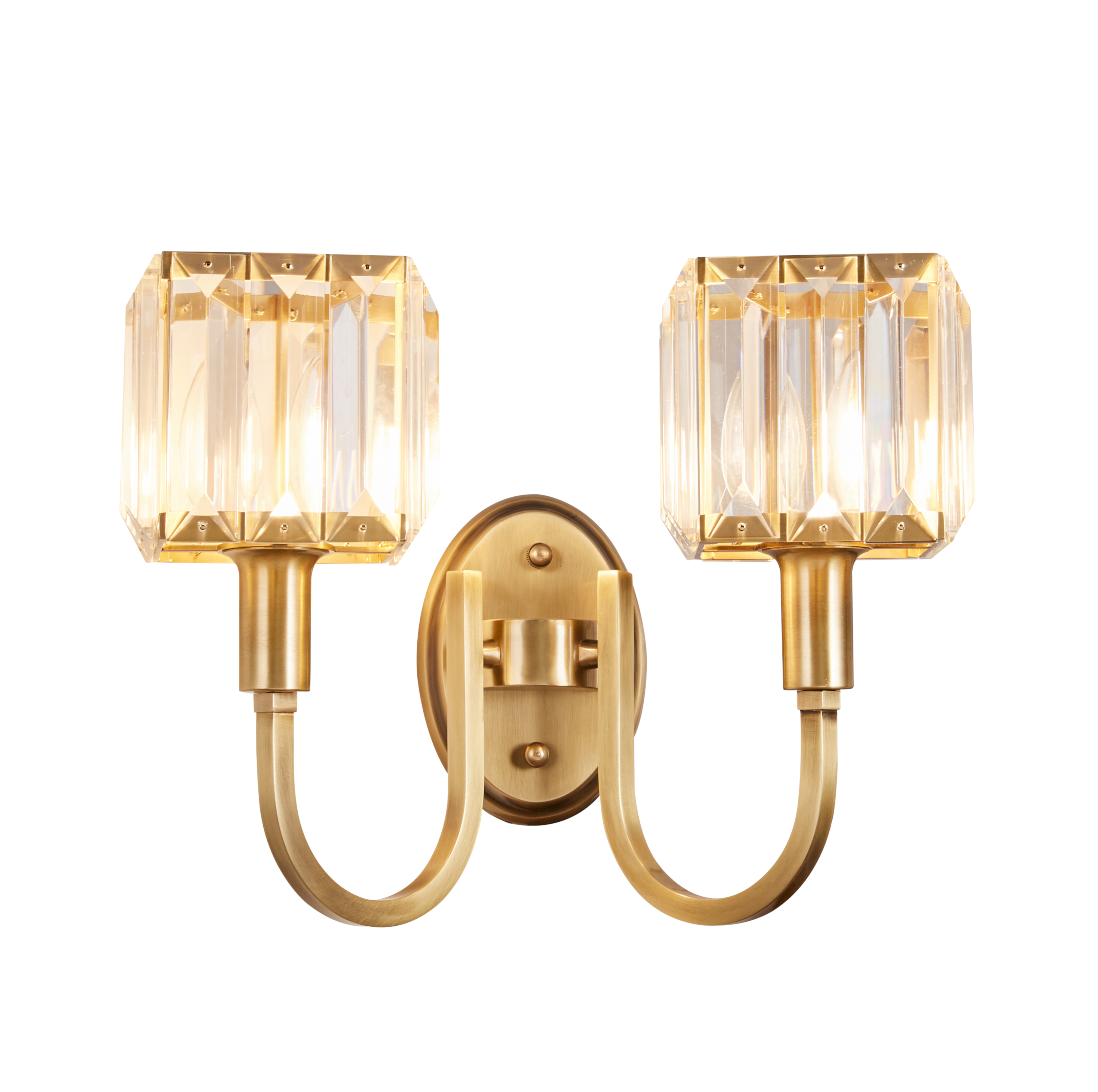 Ultair Brass Crystal Dual Wall Lamp