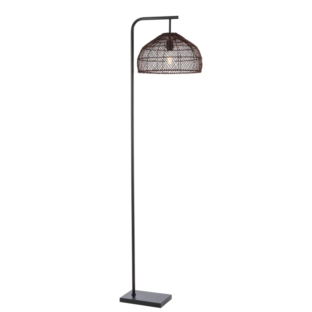 Freya Brown Rattan Dome Floor Lamp