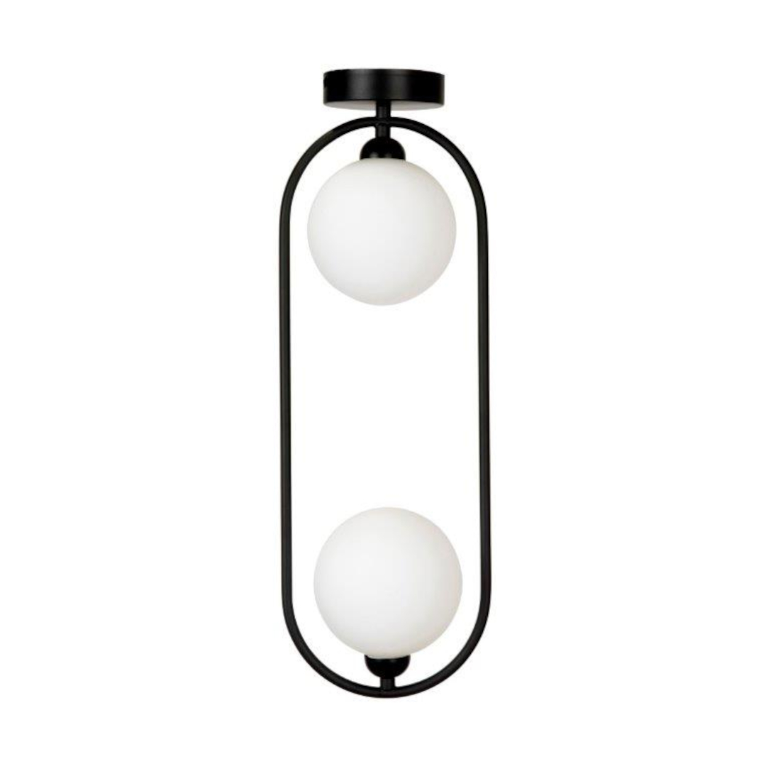 Dama Twin Light Black and White Glass Ceiling Lamp