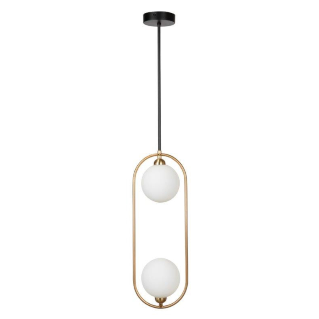 Dama Twin Light Gold and White Glass Pendant