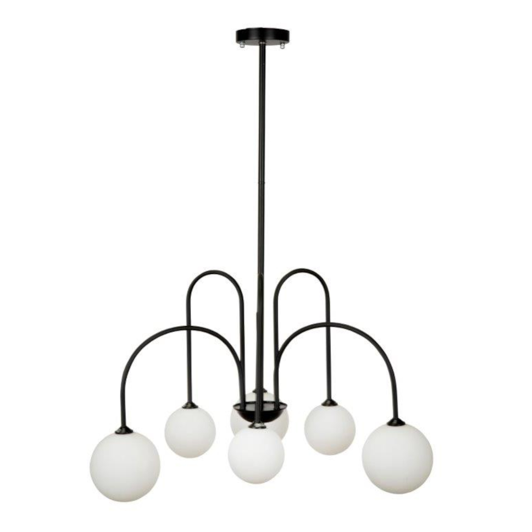Reims Black Sextet Branching Pendant Chandelier