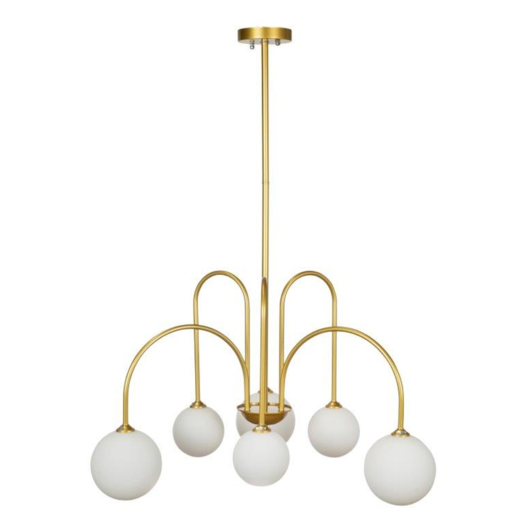Reims Gold Sextet Branching Pendant Chandelier