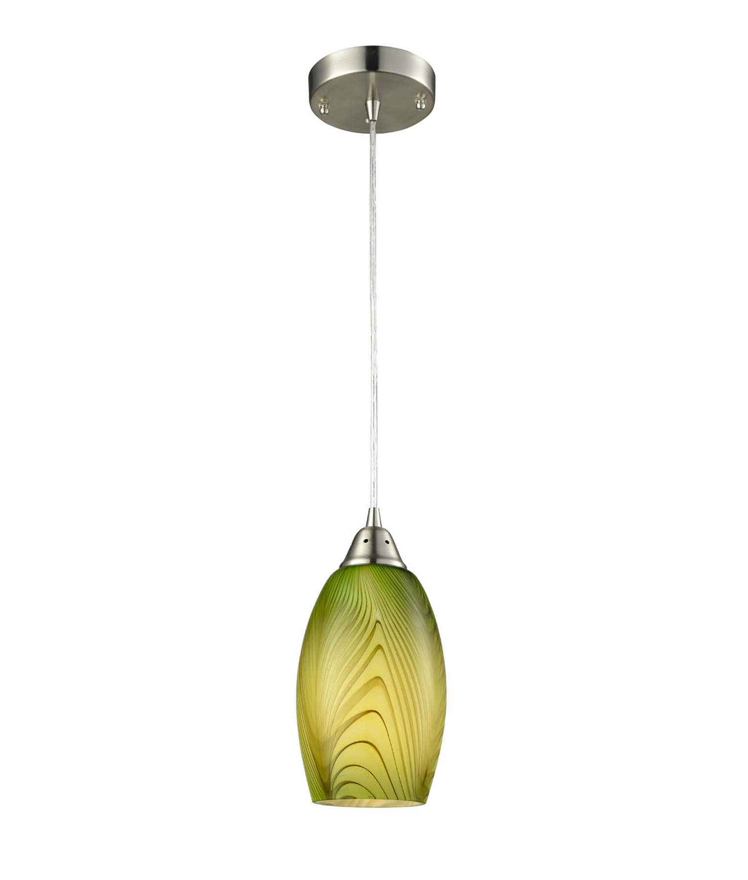 Guilin Green Hand Blown Glass Ellipse Pendant