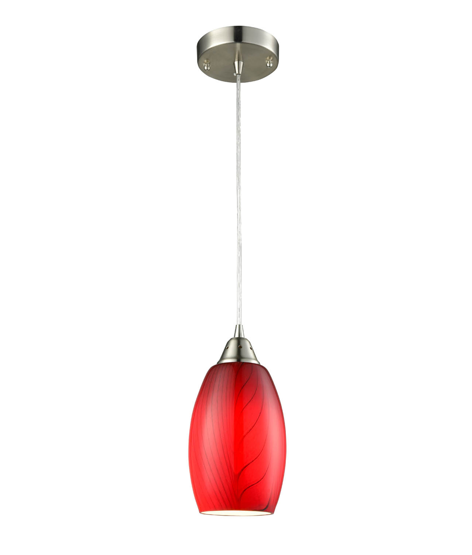 Guilin Red Hand Blown Glass Ellipse Pendant