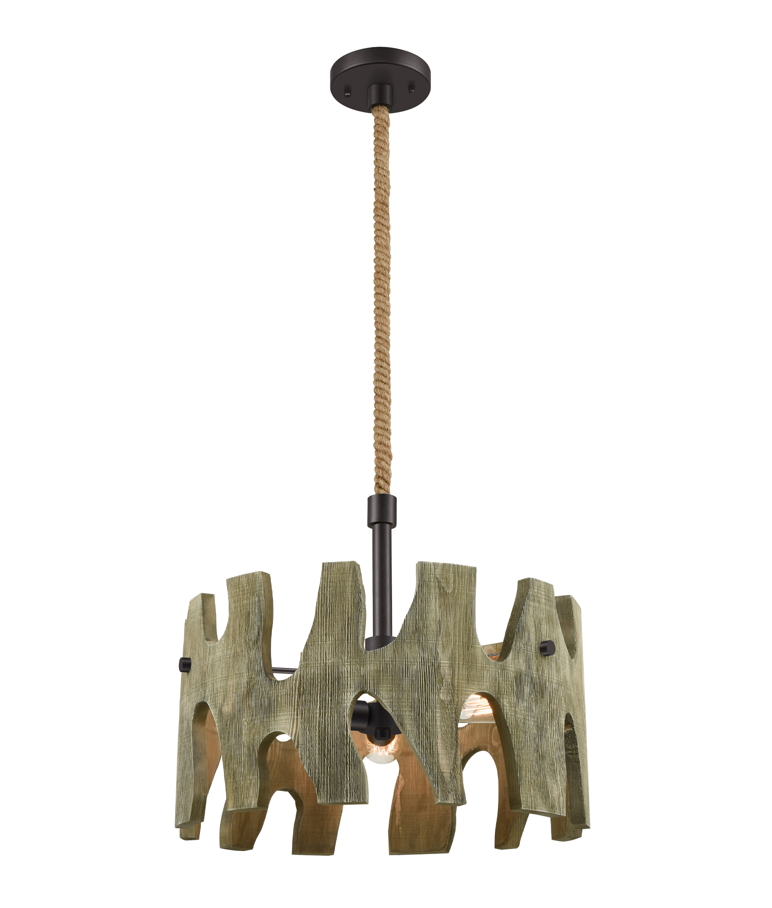 Henry Weathered Grey Round Wood Pendant