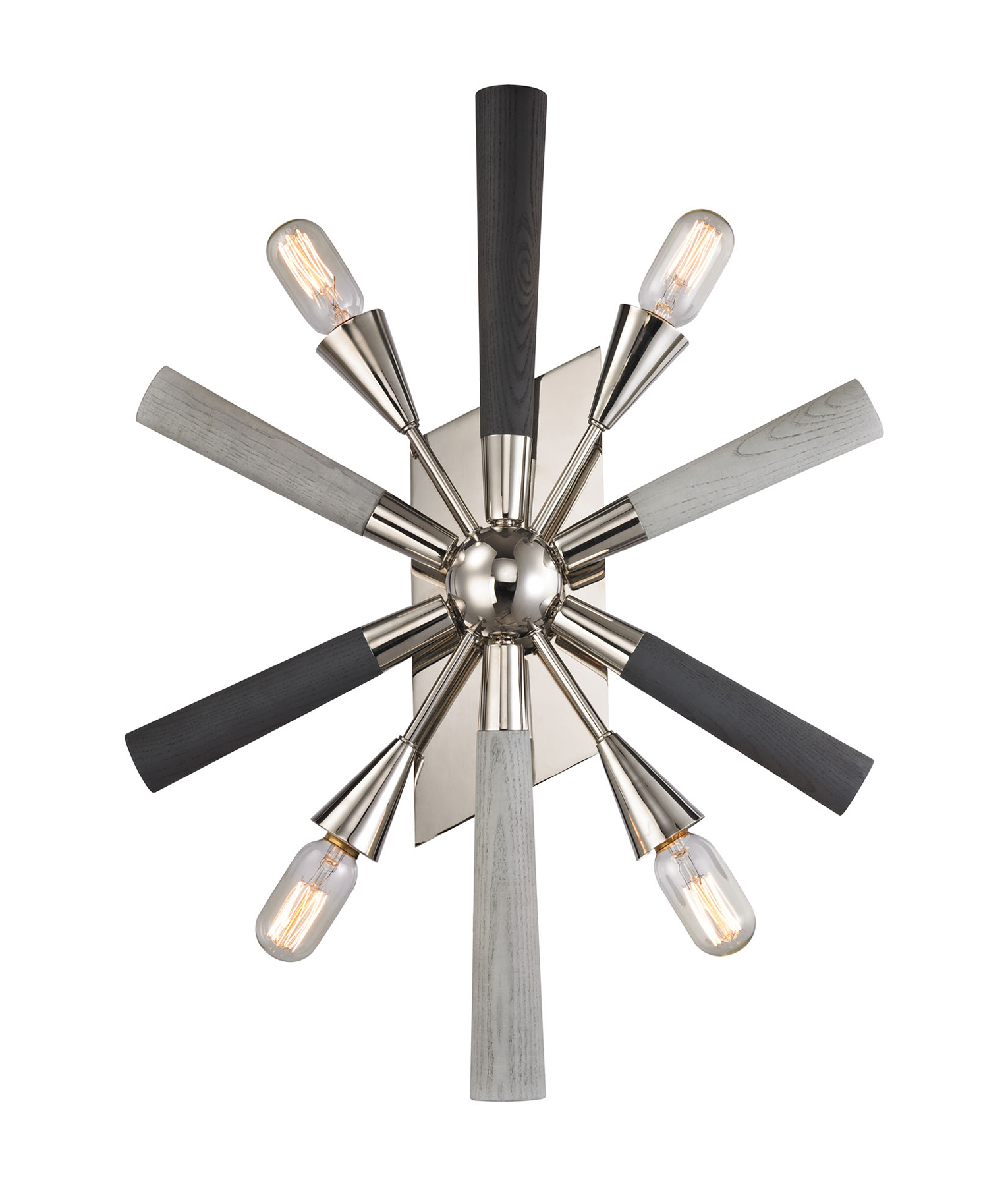Suez Nickel Grey Washed Wood Sputnik Wall Lamp
